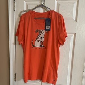 Life Is Good Vibrant Orange Dog Tee